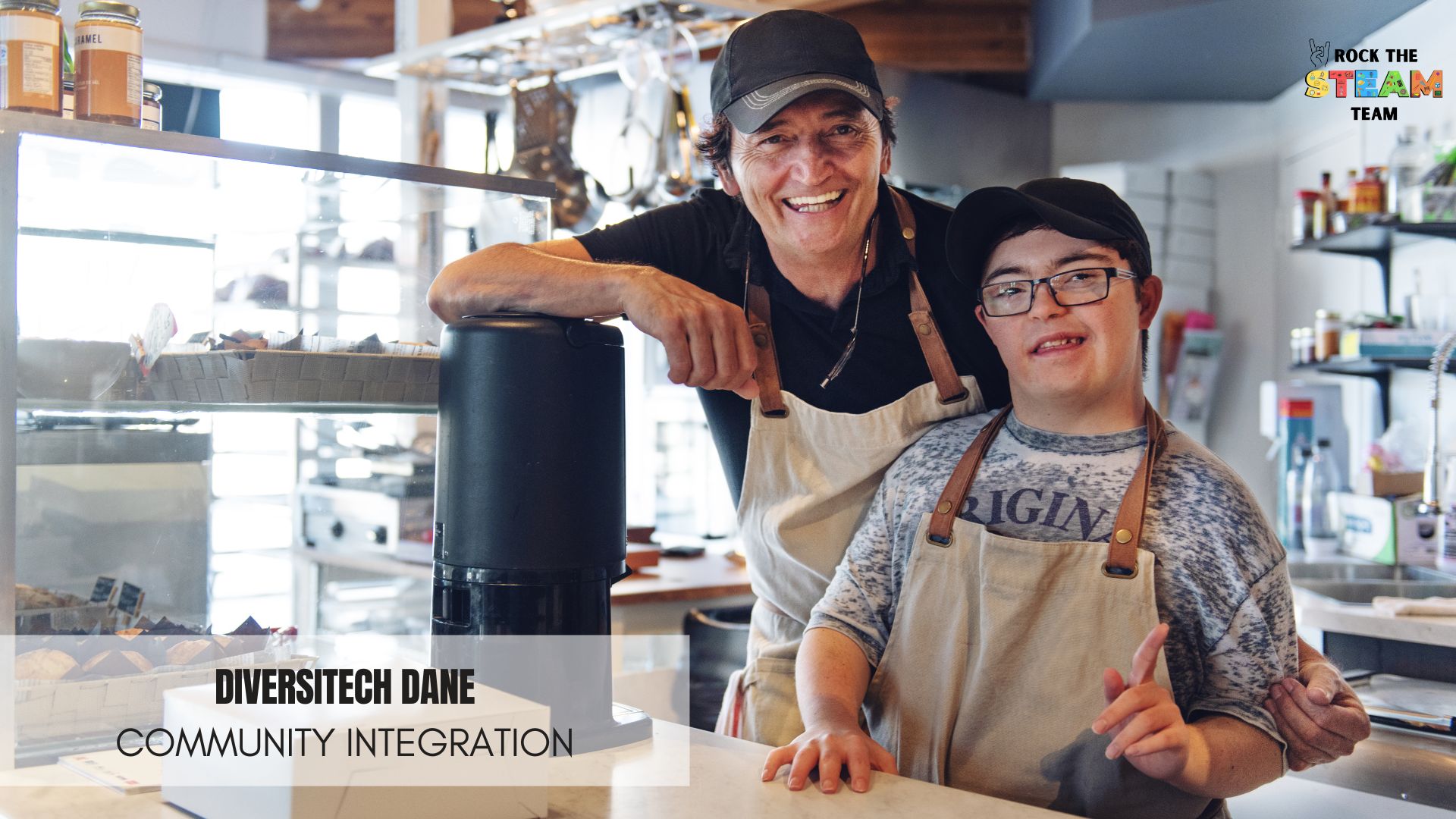 DiversiTECH Dane - Rock the STEAM Team Inc. Two people standing in front of a bakery counter